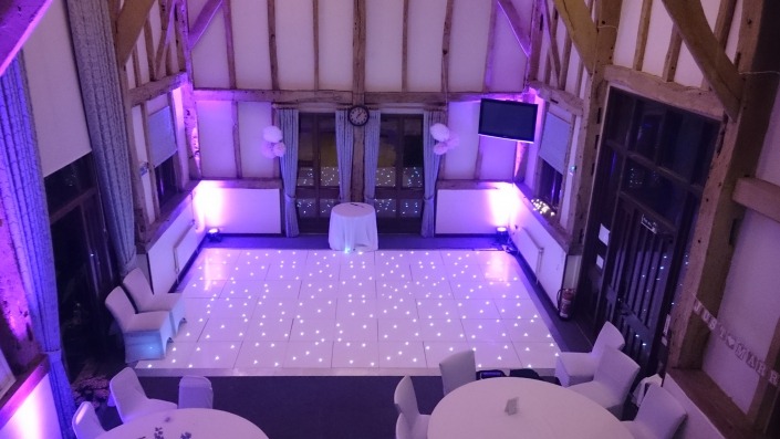 LED dancefloor and uplighter hire at warnham barn, horsham, west sussex