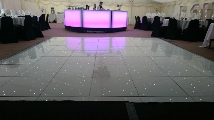 LED Dancefloor hire at balmer lawn marquee new forest