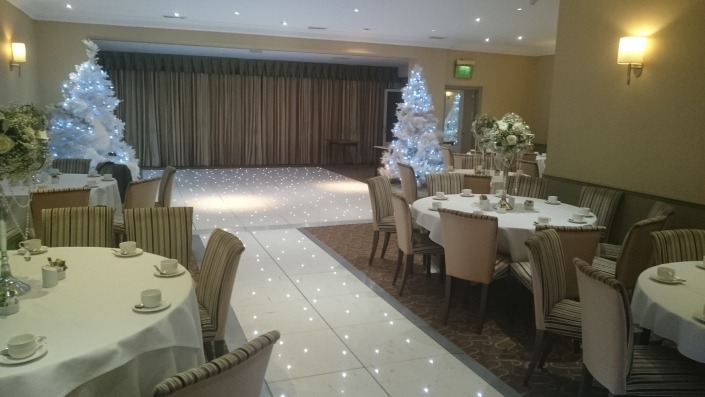 brookfields hotel emsworth winter wonderland white led dancefloor and aisle runner