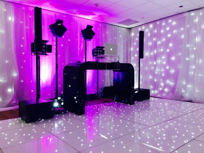 the port house port solent white LED dancefloor back drop and uplighters