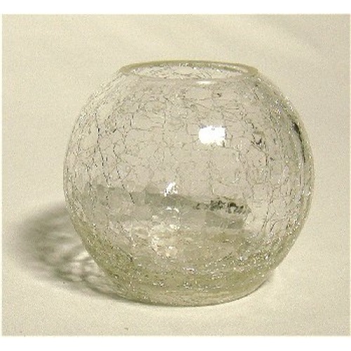 Spherical Crackle Cracked Glass Goldfish Bowl Vase ...