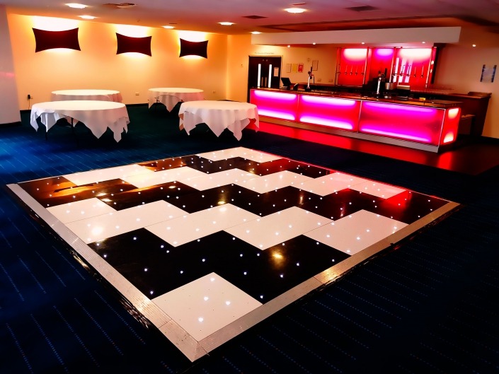black and white led dancefloor zig zag stripes at butlins