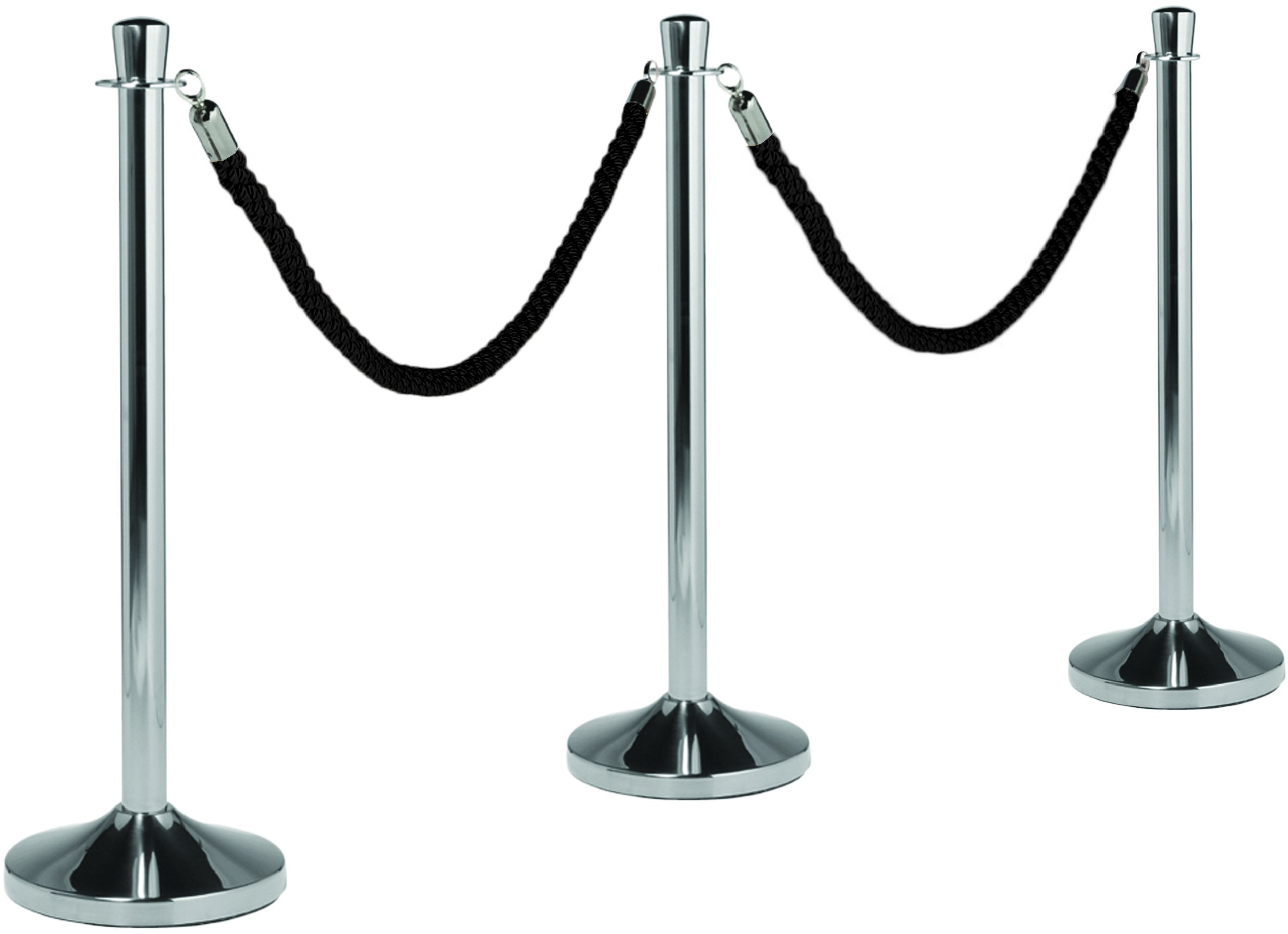 6 x Chrome Stanchions & Black Rope Lizard Events Ltd