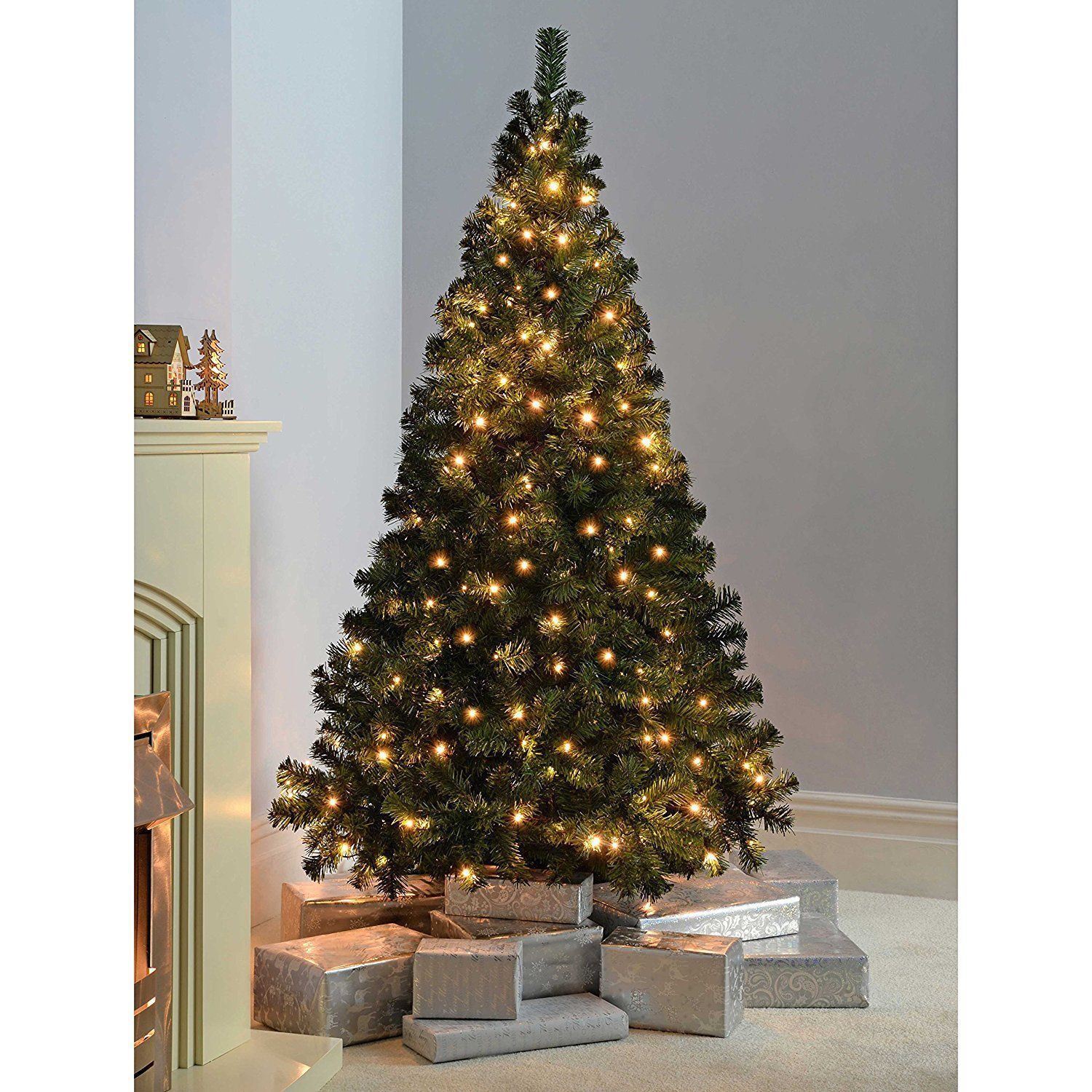 7 ft white pre lit christmas tree