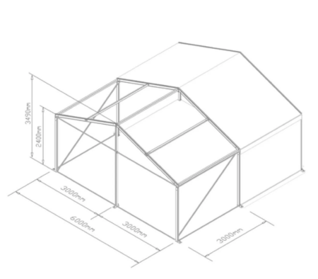 9m Wide x 3m Long Marquee End Stage Canopy with 8m x 3m Stage Deck