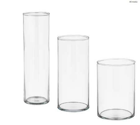 Cylinder Set of 3 Clear Glass Home