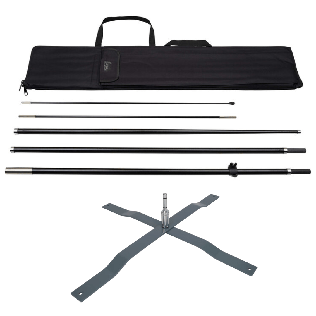 5m Carbon Stacking Pole with Indoor Metal Weighted Base - GREEN TAG