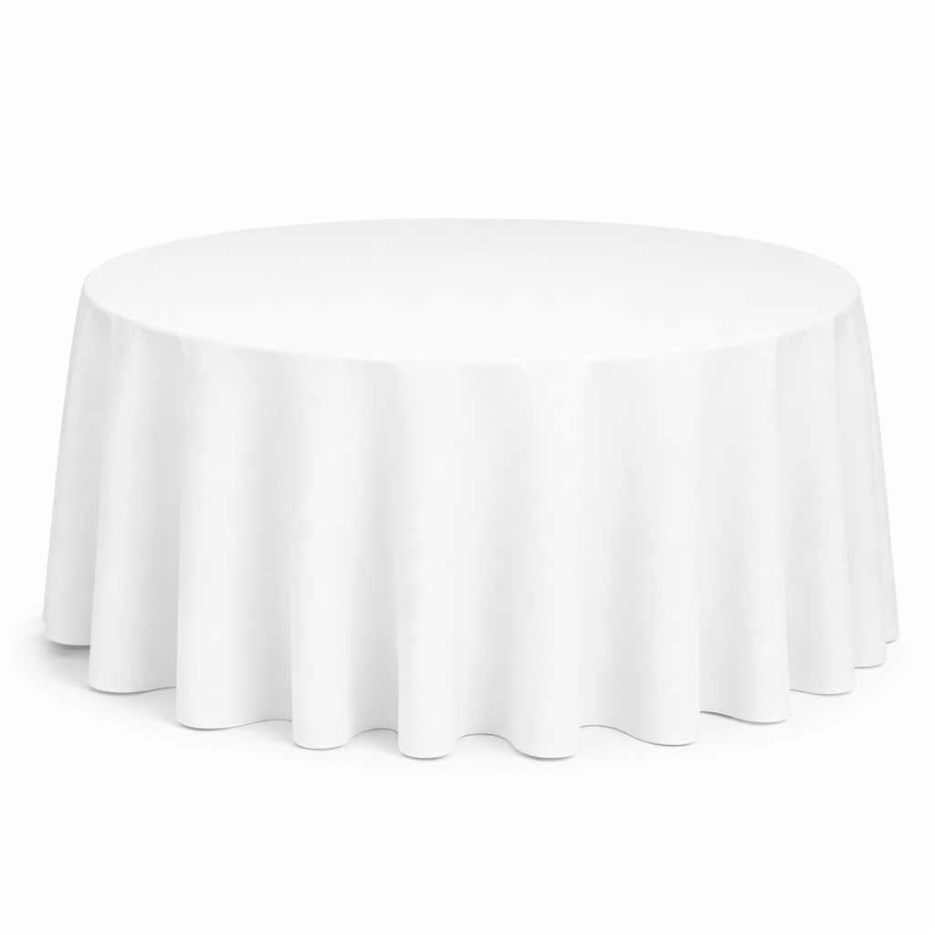 White – 115" Round Banqueting Tablecloth